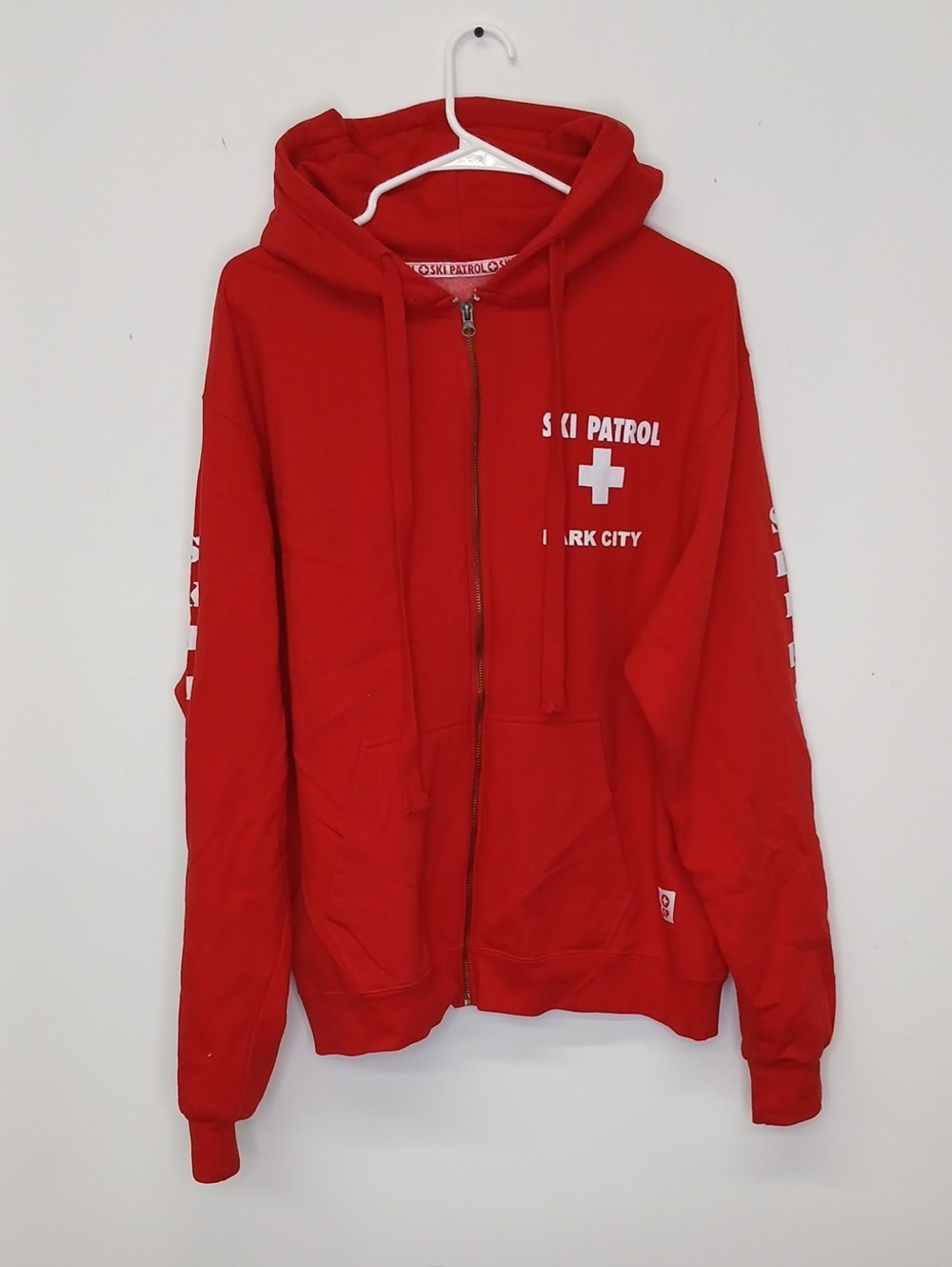 SKI PARTOL PARK CITY Red adn White Zip Up Hoodie Sweatshirt / 2X